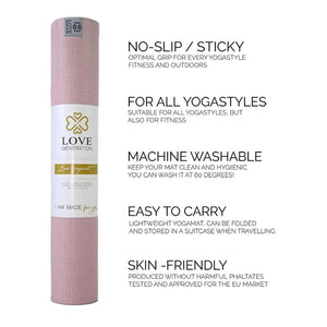 Love Yoga Mat Anti-slip - Blush Pink | Comfortabel & Duurzaam voor Yoga & Wellness