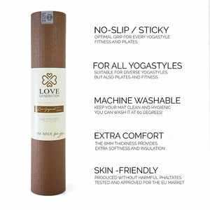 Love Yoga Mat Anti-slip - Earth | Comfortabel & Duurzaam voor Yoga & Wellness