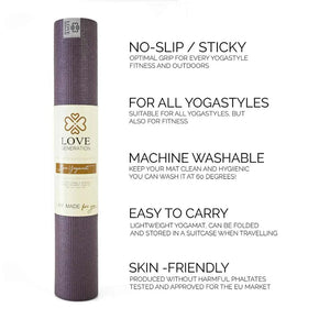 Love Yoga Mat Anti-slip - Purple | Comfortabel & Duurzaam voor Yoga & Wellness