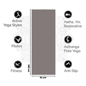 Love Yoga Mat Anti-slip - Warm Grijs | Comfortabel & Duurzaam voor Yoga & Wellness