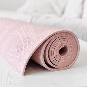 Extra Dikke Yogamat - Pink met Lotus Print - Antislip 6mm