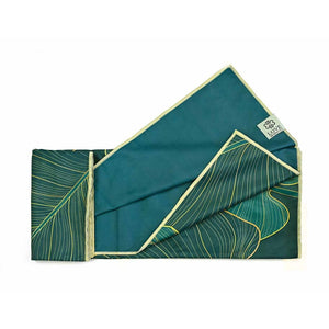 Tweezijdige Yogahanddoek - Green Leaves | Antislip & Sneldrogend