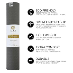 Eco Yogamat | 6mm TPE Glorious Grey | Milieuvriendelijk & Antislip voor Yoga