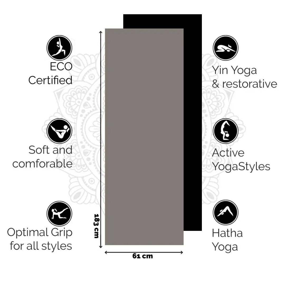 Eco Yogamat | 6mm TPE Glorious Grey | Milieuvriendelijk & Antislip voor Yoga