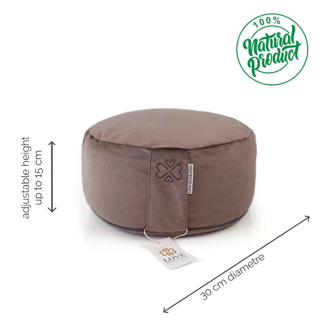 Zacht Fluwelen Meditatiekussen | Zalig Bruin | Luxe & Comfort | ⌀30cm - 15cm