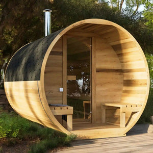 Barrel Sauna | Maat M | Hout gestookt | 4 tot 6 Persoons | Met Harvia M3 houtkachel