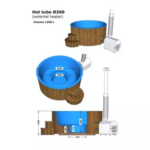 Interflex Hottub | Fiberglass | 4-6 Persoons | Met extern kachel | Vurenhout