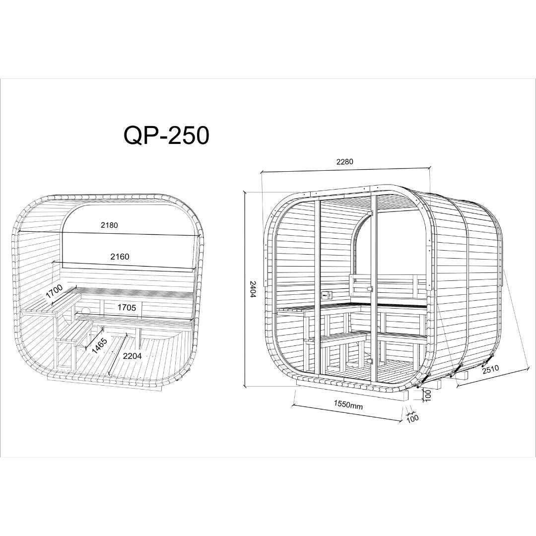 Hekla Cube 250 Sauna | 6-persoons - Compact Luxe